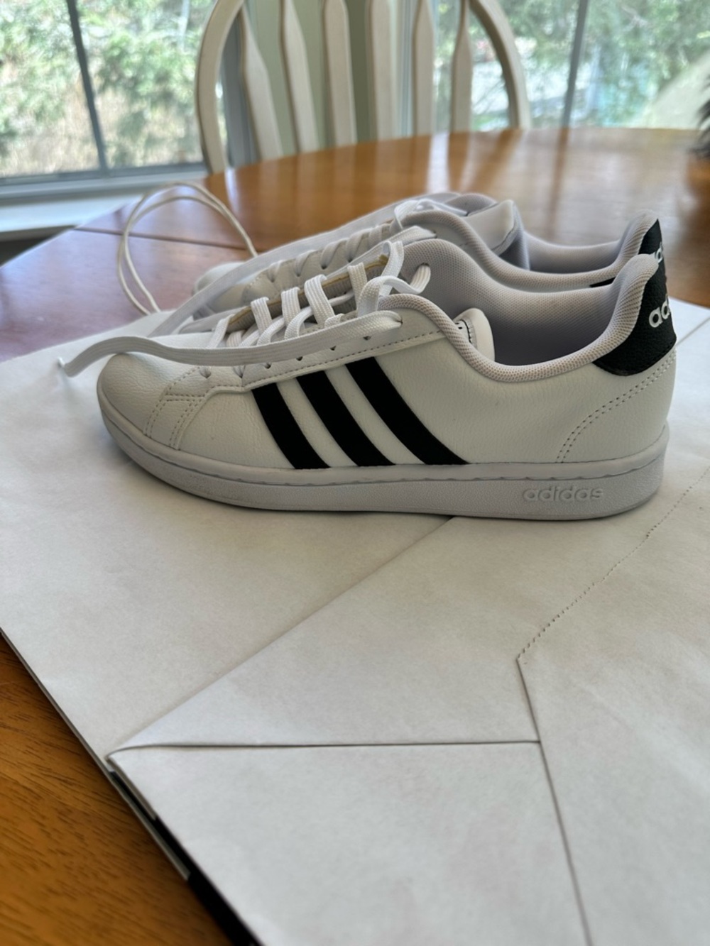 adidas White Sneakers with Black Three-Stripes